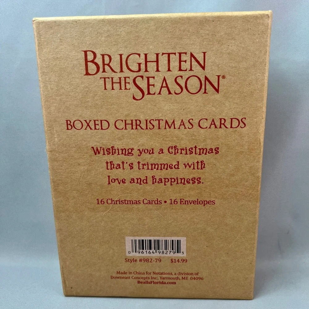 Brighten the Season Boxed Christmas Cards 16ct Blue Coastal Robin Roderick NEW
